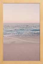 JUNIQE - Poster in houten lijst Rosegold Beach Morning -20x30 /Blauw &