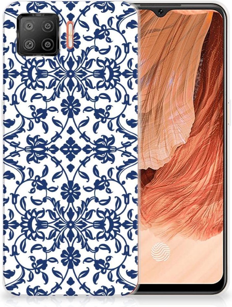 Back Cover voor OPPO A73 4G TPU Case Flower Blue