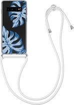 kwmobile telefoonhoesje voor Samsung Galaxy S10 - Hoesje met koord in lichtblauw / donkerblauw / transparant - Back cover voor smartphone
