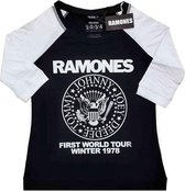 Ramones - First World Tour 1978 Raglan top - 3XL - Zwart/Wit