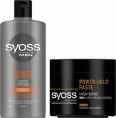 Syoss Men Power - Shampoo 1x 440 ml & Power Hold Paste 1x 150 ml - Pakket