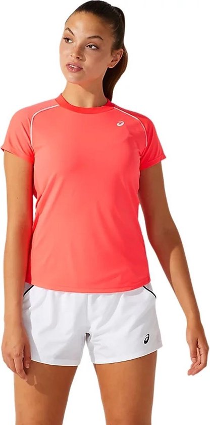 Asics - Court Womens Piping Short Sleeve - Tennis Shirt - S - Roze | bol.com