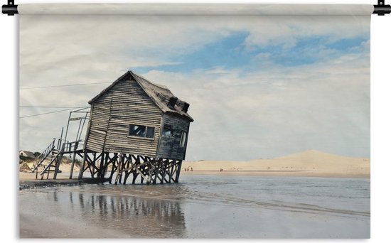 Wandkleed Verlaten gebouwen - Verlaten gebouw op het strand Wandkleed katoen 180x120 cm - Wandtapijt met foto XXL / Groot formaat!