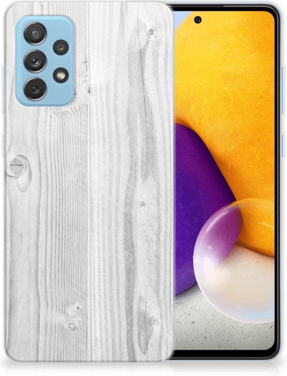 Samsung Galaxy A72 Bumper Hoesje White Wood