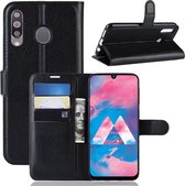 Litchi Texture horizontale flip lederen case voor Galaxy M30, met portemonnee en houder en kaartsleuven (zwart)