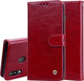 Zakelijke stijl olie wax textuur horizontale flip lederen case voor Galaxy M20, met houder & kaartsleuven & portemonnee (rood)