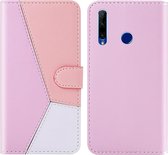 Voor Huawei Honor 10 Lite Tricolor stiksels Horizontaal Flip TPU + PU lederen tas met houder & kaartsleuven & portemonnee (roze)