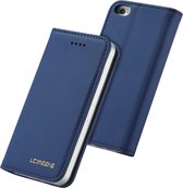 Voor iPhone 5 / 5s / SE LC.IMEEKE LC-002-serie Skin Hand Feeling PU + TPU horizontale flip lederen tas met houder en kaartsleuf en portemonnee (blauw)