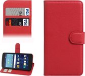 Voor lg k7 litchi textuur horizontale flip lederen tas met magnetische gesp en houder en kaartsleuven en portemonnee (rood)
