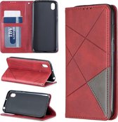 Rhombus Texture Horizontal Flip Magnetische lederen tas met houder en kaartsleuven voor Huawei Y5 (2019) / Honor 8S (rood)