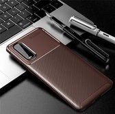 Voor OPPO Find X2 Carbon Fibre Texture Shockproof TPU Case (Bruin)