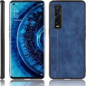 Voor Oppo Find X2 Pro Normale versie Schokbestendig Naaien Koe Patroon Skin PC + PU + TPU Case (blauw)