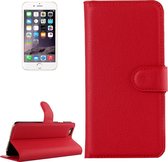 Voor iphone 6 & 6s litchi textuur horizontale flip lederen tas met houder en kaartsleuven en portemonnee (rood)