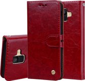 Business Style Oil Wax Texture Horizontal Flip Leather Case voor Galaxy A6 (2018), met houder & kaartsleuven & portemonnee (rood)