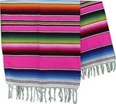 Mexicaanse Deken - Plaid - Serape - Gerecycled Acryl - 200 x 120 - Roze - BPXZZ0hotpink