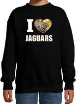 I love jaguars sweater met dieren foto van een luipaard zwart voor kinderen - cadeau trui luipaarden liefhebber - kinderkleding / kleding 12-13 jaar (152/164)