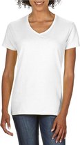 Set van 3x stuks basic V-hals t-shirt wit voor dames - Casual shirts - Dameskleding t-shirt wit, maat: 2XL (44/56)