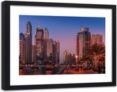 Foto in frame , Avond in Dubai ,120x80cm , Multikleur , wanddecoratie