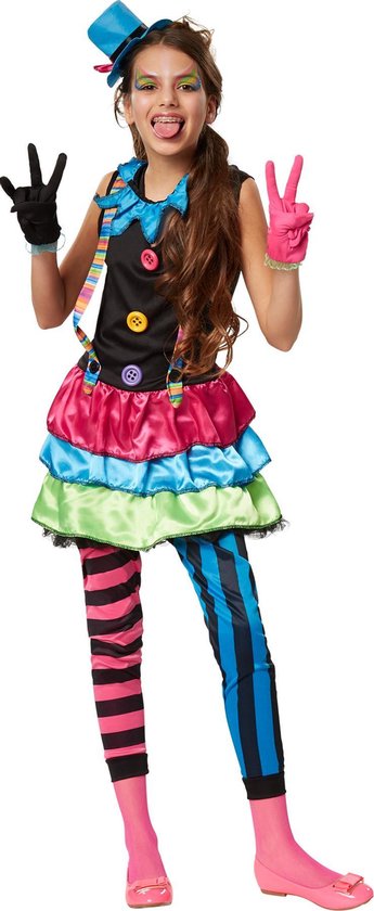 dressforfun - Meisjeskostuum crazy new wave clown 104 (3-4y) - verkleedkleding kostuum halloween verkleden feestkleding carnavalskleding carnaval feestkledij partykleding - 301660
