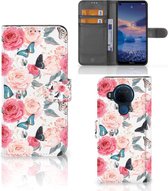 Smartphone Hoesje Nokia 5.4 Flipcase Cadeautjes voor Moederdag Butterfly Roses