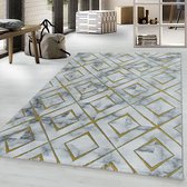 Modern vloerkleed - Marble Square Grijs Goud 200x290cm