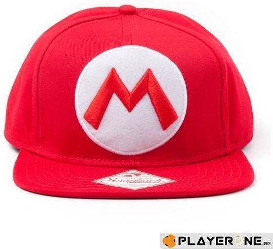 Super Mario Big M Snapback Cap Pet Rood/Wit - Officiële Merchandise - Super Mario