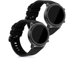kwmobile 2x horlogebandjes geschikt voor Huami Amazfit GTR (47mm) / GTR 2 / GTR 2e / GTR3 / GTR 3 Pro bandje - Smartwatch bandjes van TPU - Activity tracker horloge band in mat zwart