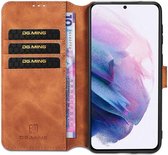 DG Ming Samsung Galaxy S21 Hoesje Retro Wallet Book Case Bruin