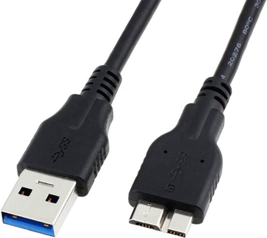Qost - USB-A 3.0 naar Micro USB-B - 5Gbit/s - USB HDD kabel - Zwart - 0.5 meter