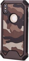 P.C.K. Army/Leger/Camouflage Backcover/Achterkant bruin geschikt voor Apple iPhone 12 MET GLASFOLIE