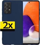 Samsung A72 Hoesje Siliconen - Samsung Galaxy A72 Case - Samsung A72 Hoes Donkerblauw - 2 Stuks