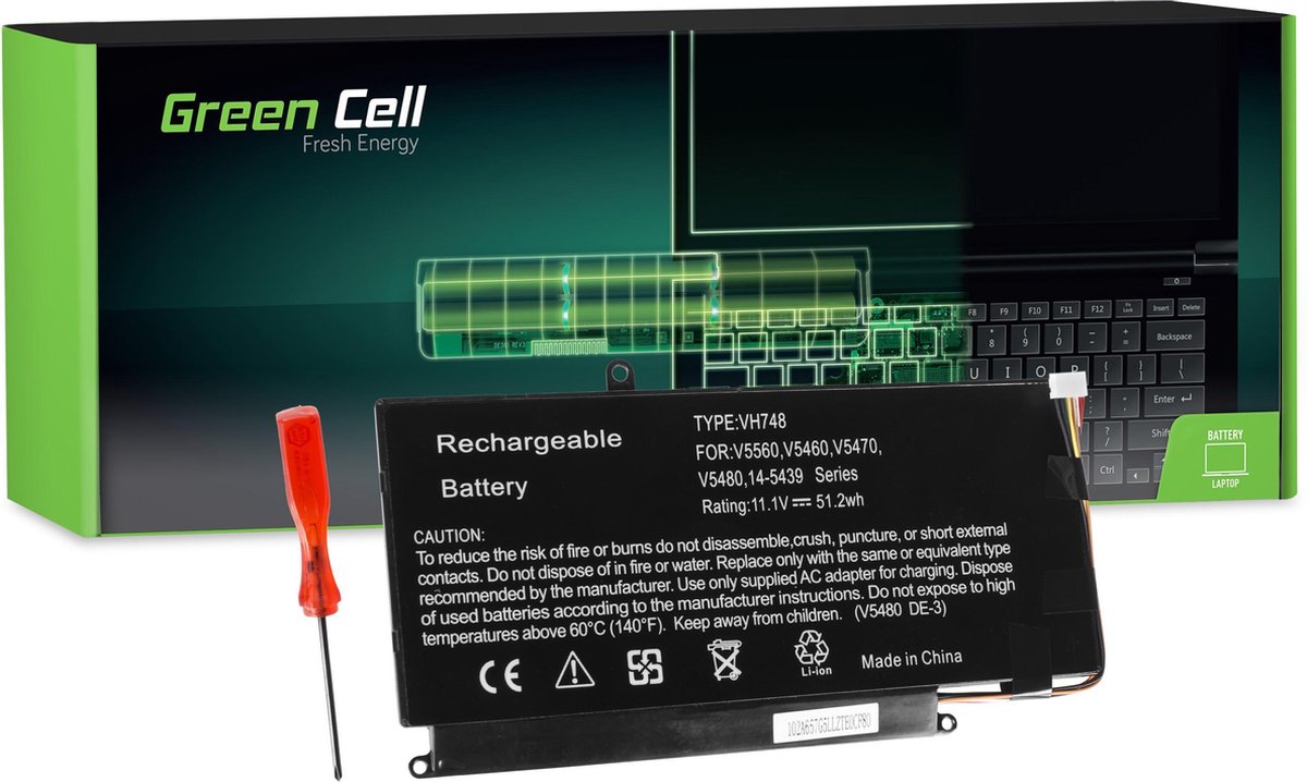 GREEN CELL Batterij voor Dell Vostro 5460 5470 5480 5560 / 11,1V 4600mAh