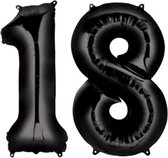 Ballon Numéro 18 Ans Zwart 70cm Décoration De Fête D'anniversaire Avec Paille