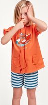 Woody pyjama meisjes - koraalroze - zeemeeuw - 211-1-PSG-S/555 - maat 140