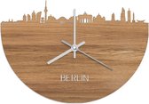 Skyline Klok Berlijn Eikenhout - Ø 40 cm - Woondecoratie - Wand decoratie woonkamer - WoodWideCities