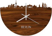 Skyline Klok Berlijn Palissander hout - Ø 40 cm - Woondecoratie - Wand decoratie woonkamer - WoodWideCities