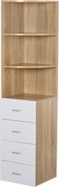 Nancy's Defiance Boekenkast - 3 Niveaus - 4 Lades - Bewerkt Hout - Melamine - 40 x 40 x 170 cm - Naturel - Wit