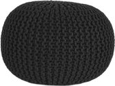 Nancy's Poef Gebreid - Handgemaakt - Poefen - Industrieel - Rond - Katoen - Zwart - 50 x 50 x 35 cm | M