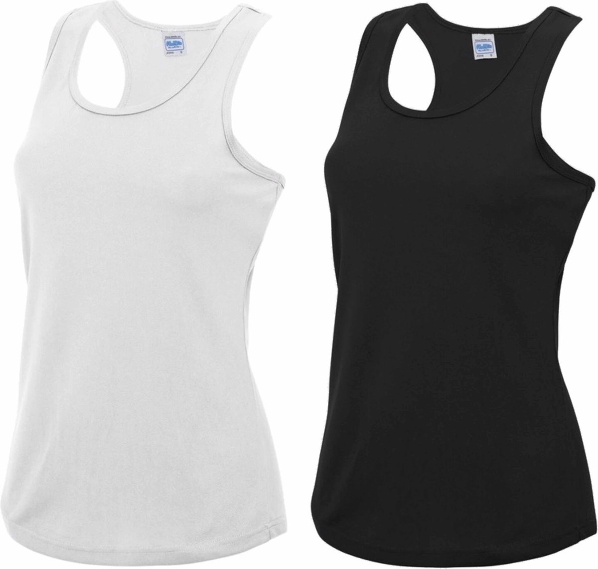 Voordeelset - wit en zwart sport singlet voor dames in maat Large(40) - Dameskleding sport shirts L (40)