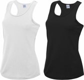 Voordeelset -  wit en zwart sport singlet voor dames in maat Large(40) - Dameskleding sport shirts L (40)