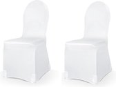 Set van 2x stuks universele witte elastische stoelhoezen 50 x 105 cm - Trouwerij/bruiloft feestartikelen versiering