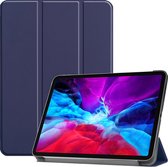 Tablet hoes geschikt voor iPad Pro 2021 (12.9 Inch)- Tri-Fold Book Case - Donker Blauw