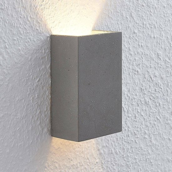 Lindby - LED wandlamp - 1licht - beton - H: 16 cm - G9 - grijs