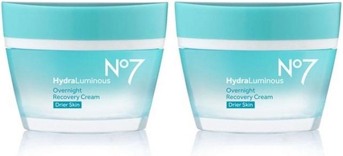 No7 Hydraluminous Overnight Recovery Cream Dry Skin 2x50ml