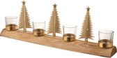 J-Line T-Lichthouder Kerst Hout/Metaal Beige/Goud