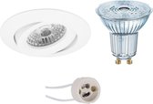 OSRAM - LED Spot Set - Parathom PAR16 930 36D - Luxino Uranio Pro - GU10 Fitting - Dimbaar - Inbouw Rond - Mat Wit - 3.7W - Warm Wit 3000K - Kantelbaar - Ø82mm