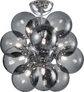 LED Plafondlamp - Plafondverlichting - Nitron Alionisa - G9 Fitting - 12-lichts - Rond - Glans Chroom Rookglas - Aluminium