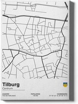 Walljar - Stadskaart Tilburg Centrum II - Muurdecoratie - Canvas schilderij