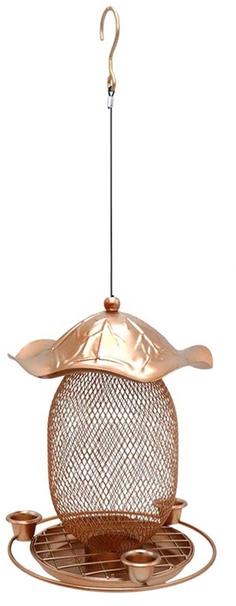 Hangende voederbak in de vorm van een lotusblad, smeedijzeren voederbak