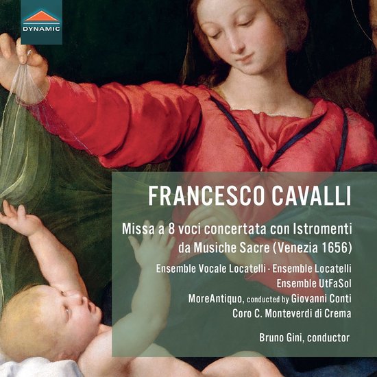 Albumhoes met schilderij van een vrouw in rood en een baby, met tekst 'FRANCESCO CAVALLI'